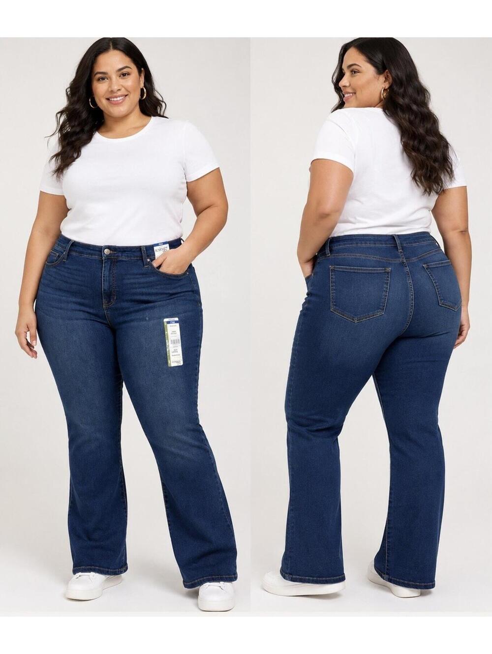 Terra & Sky Plus Size 16W Petite Leg Jeans Bootcut High Rise